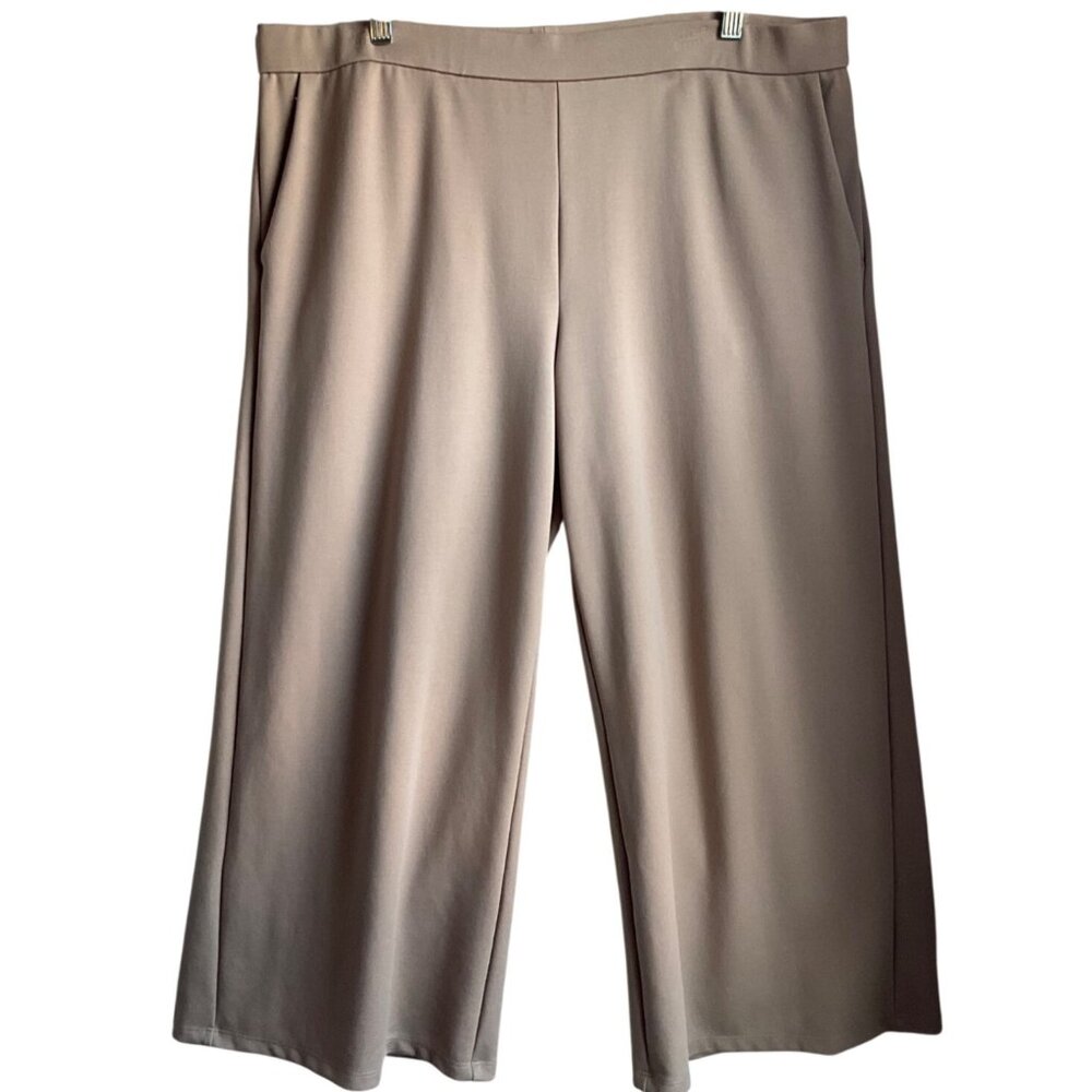 Eileen Fisher 1X Beige Wide-Leg Ponte Pull On Pants Made USA Minimalist - Picture 2 of 14